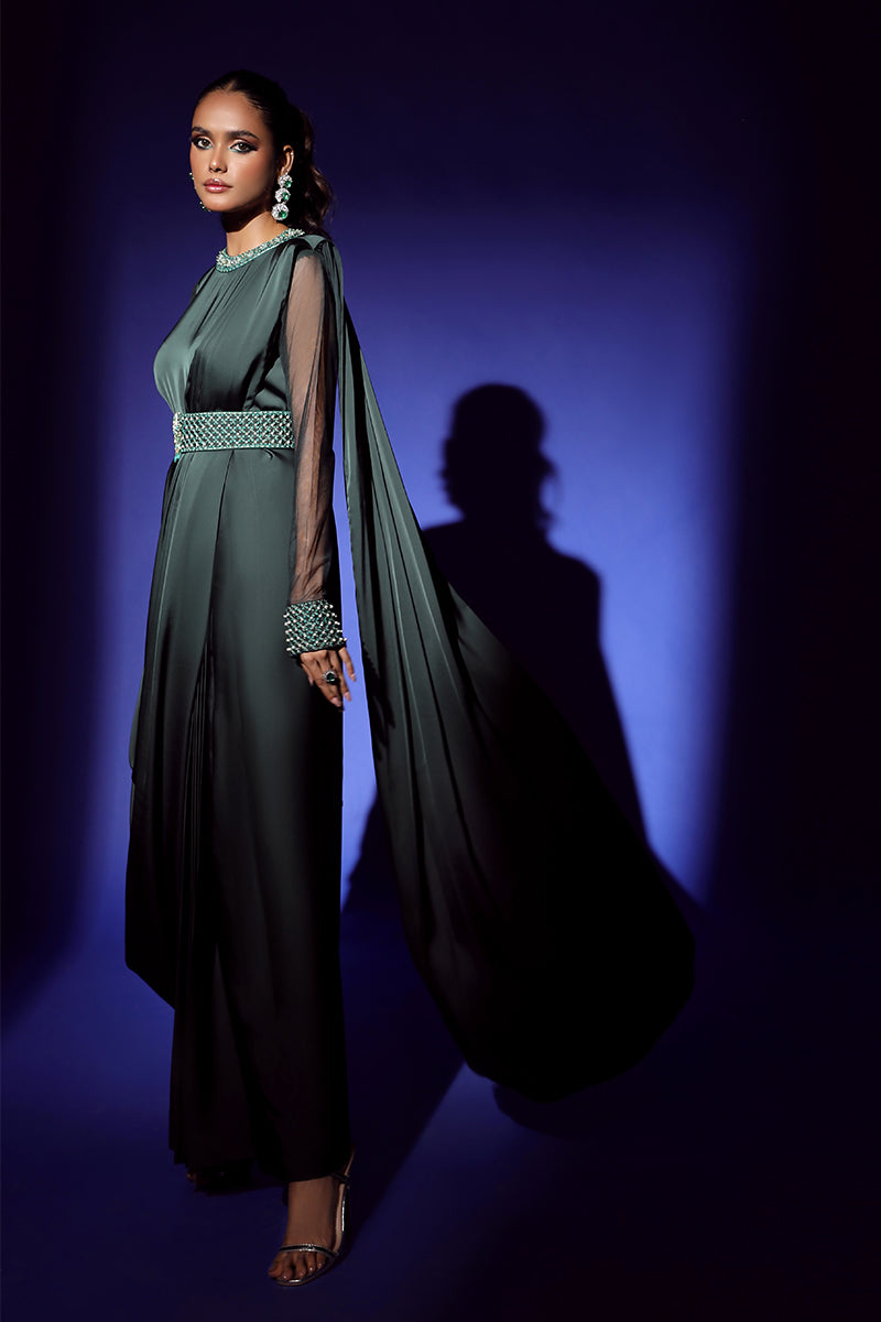 Wardha Saleem | Luxury Pret Fusion Wear | ZEPHYR SAREE DRAPE WITH BELT (2PC) - Riwayat-e-Khas