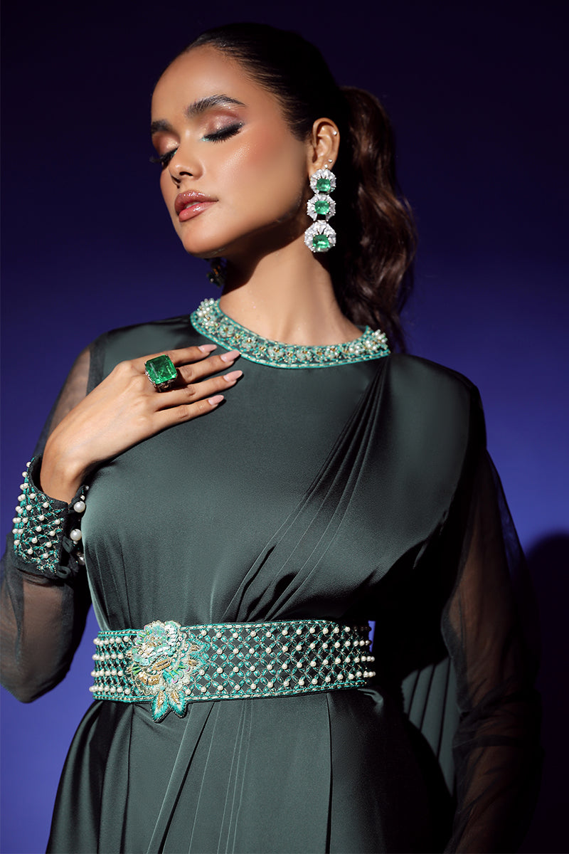 Wardha Saleem | Luxury Pret Fusion Wear | ZEPHYR SAREE DRAPE WITH BELT (2PC) - Riwayat-e-Khas