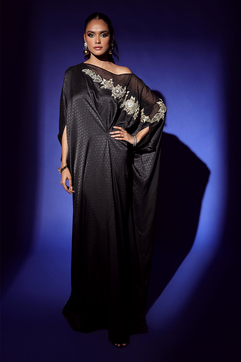 Wardha Saleem | Luxury Pret Fusion Wear | RAVEN DRAPE (1PC) - Riwayat-e-Khas