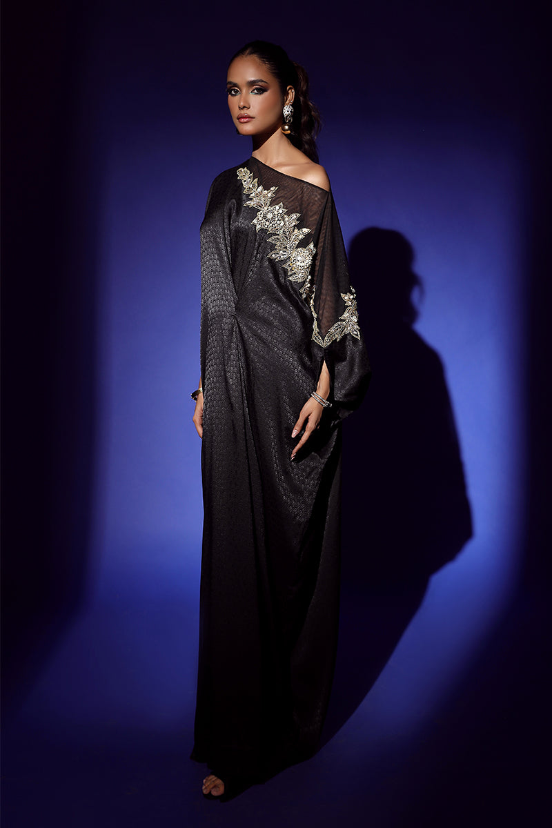 Wardha Saleem | Luxury Pret Fusion Wear | RAVEN DRAPE (1PC) - Riwayat-e-Khas