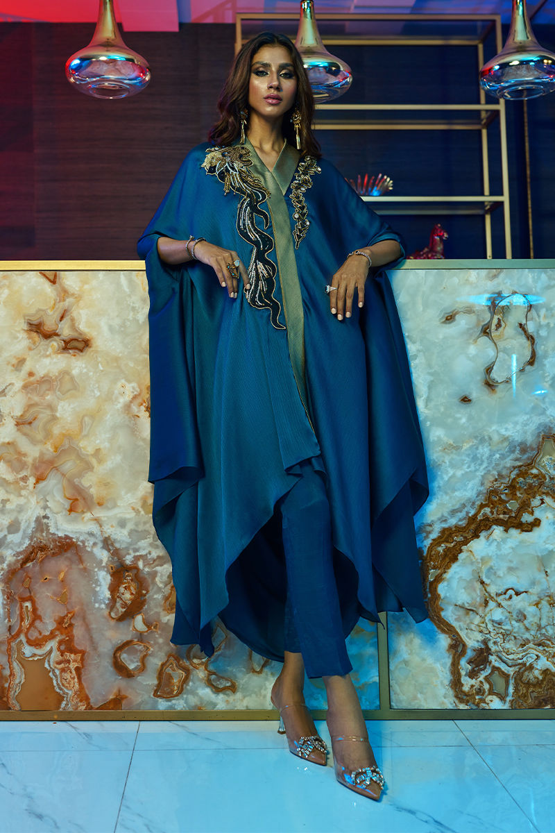 Wardha Saleem | Luxury Pret Fusion Wear | MIDNIGHT ?????? FORMAL DRAPE - Riwayat-e-Khas