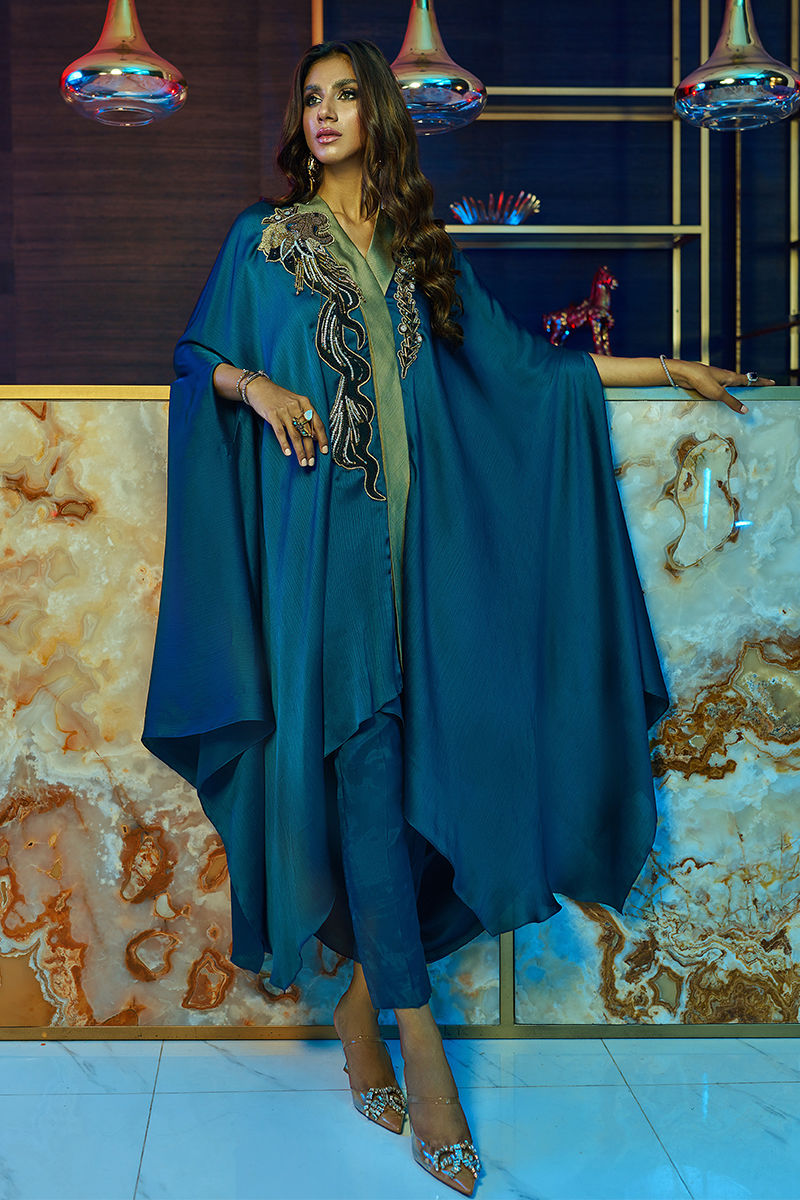 Wardha Saleem | Luxury Pret Fusion Wear | MIDNIGHT ?????? FORMAL DRAPE - Riwayat-e-Khas