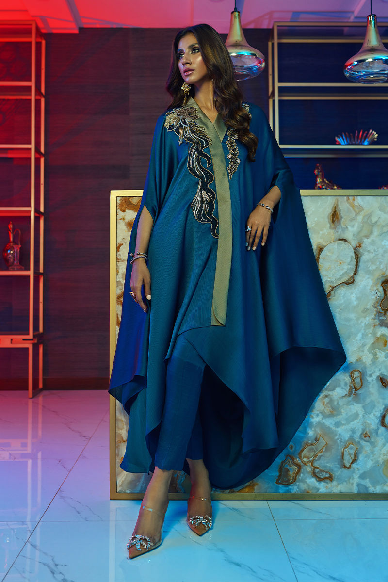 Wardha Saleem | Luxury Pret Fusion Wear | MIDNIGHT ?????? FORMAL DRAPE - Riwayat-e-Khas