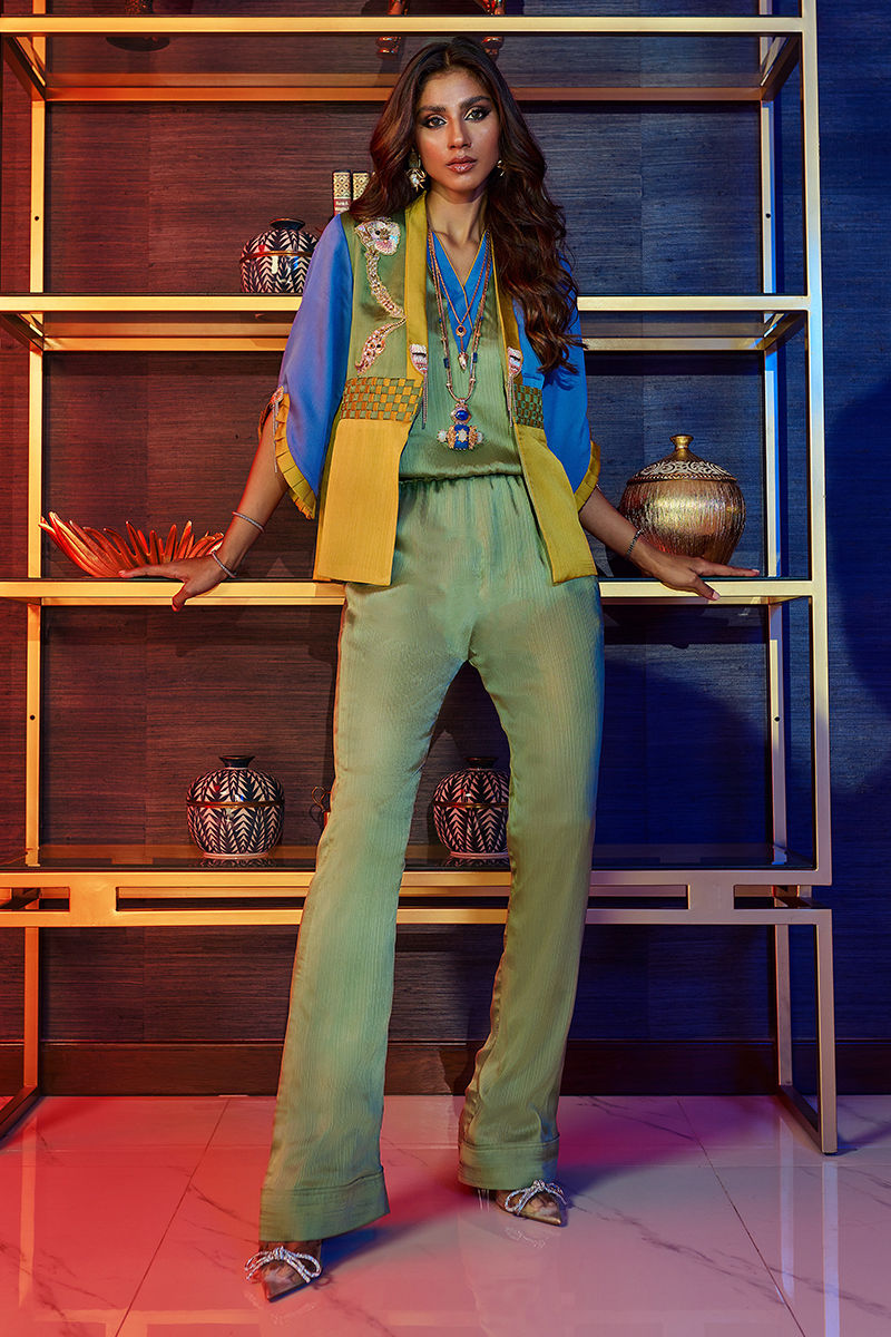 Wardha Saleem | Luxury Pret Fusion Wear | HUMMING BIRD JUMPSUIT - Riwayat-e-Khas