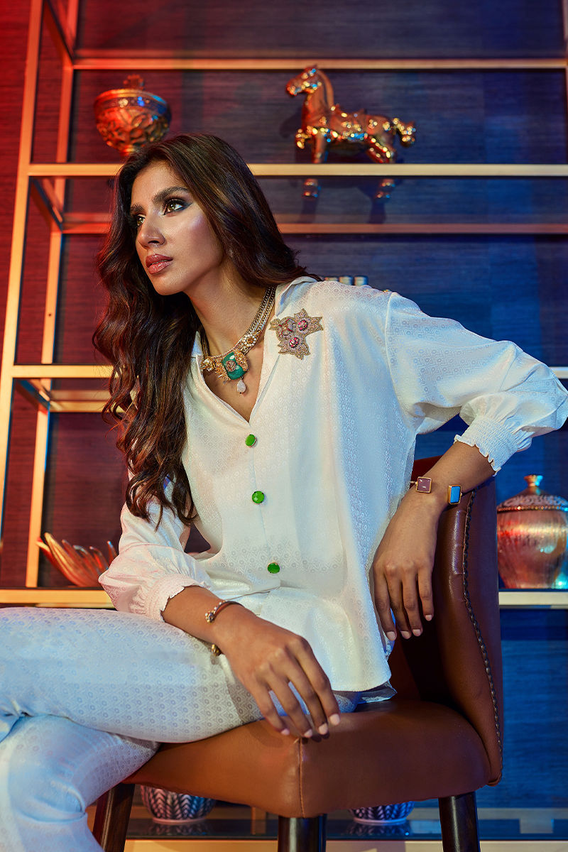 Wardha Saleem | Luxury Pret Fusion Wear | GOSSIP GIRL ?????? WHITE CO-ORD SET - Riwayat-e-Khas