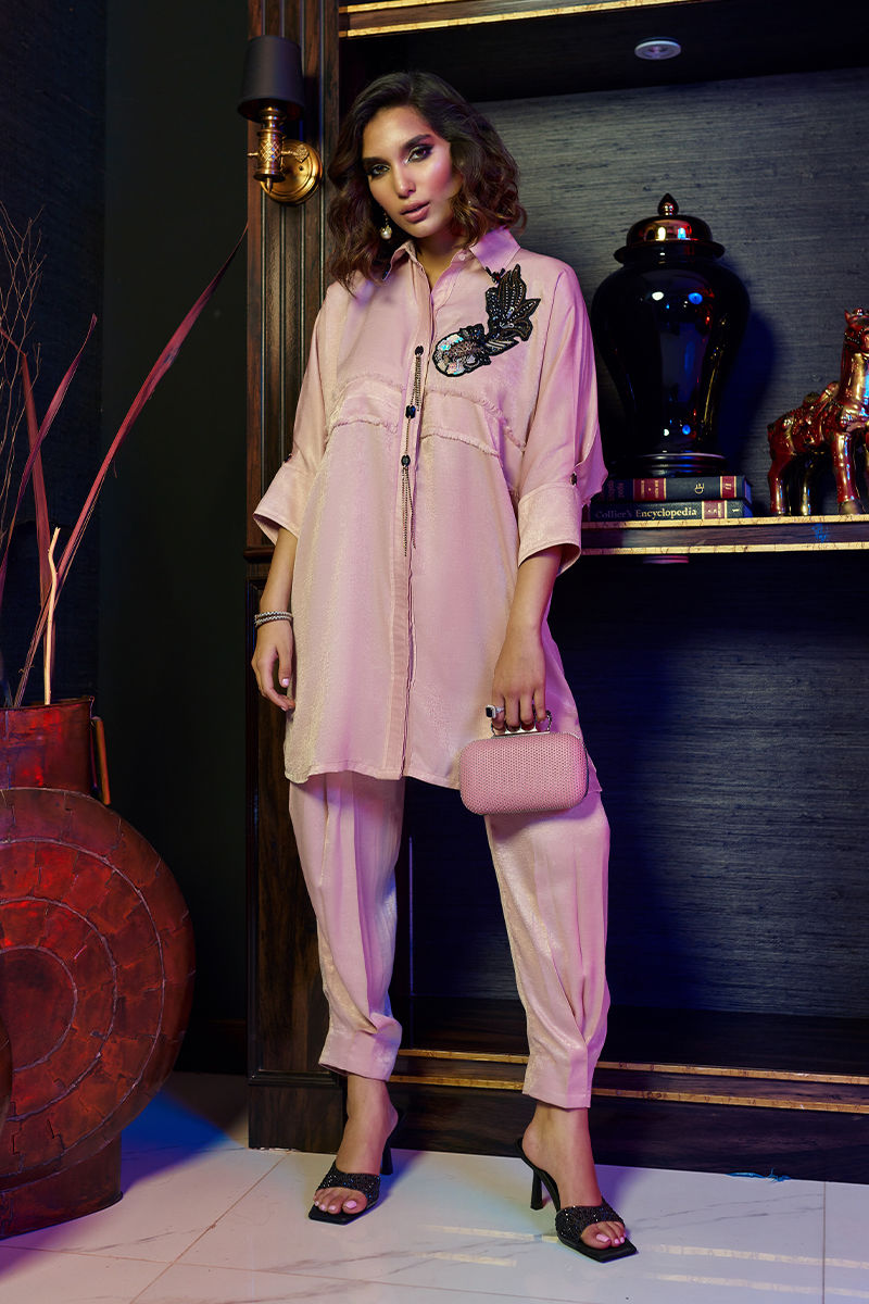 Wardha Saleem | Luxury Pret Fusion Wear | ZEN?????? SALMON PINK CO-ORD SET - Riwayat-e-Khas