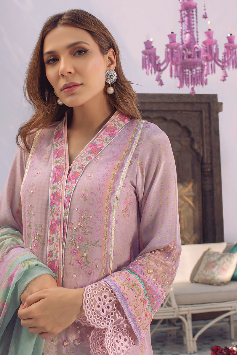 Ansab Jahangir | Digital Silk | Lilac Paisley