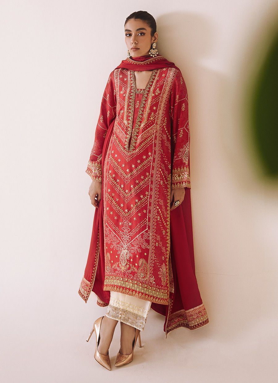 Farah Talib Aziz | Designer Picks 24 | ANEETA CRIMSON SHIRT AND DUPATTA