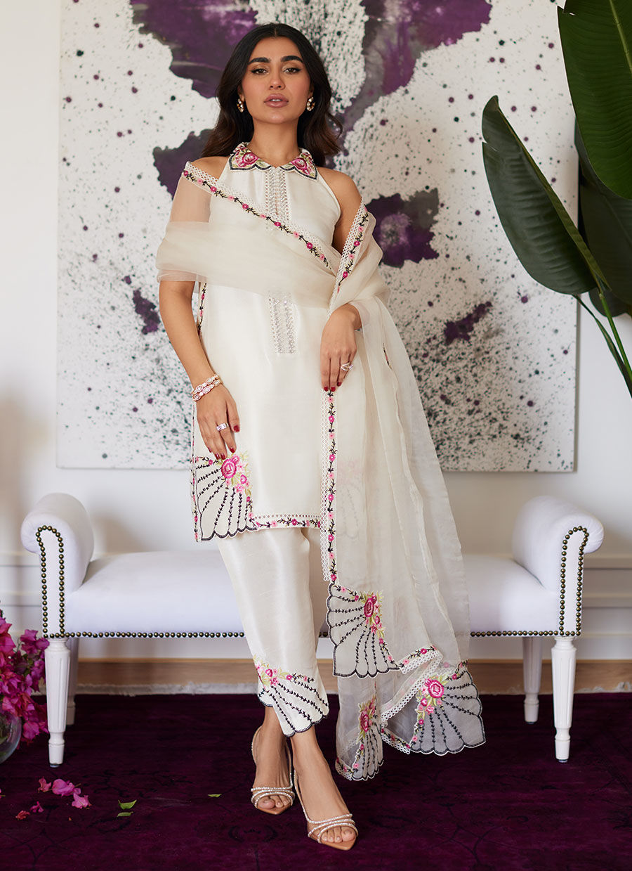Farah Talib Aziz | Luna Eid Collection 24 | GENEVIVE PEARL WHITE - House Of Anaya