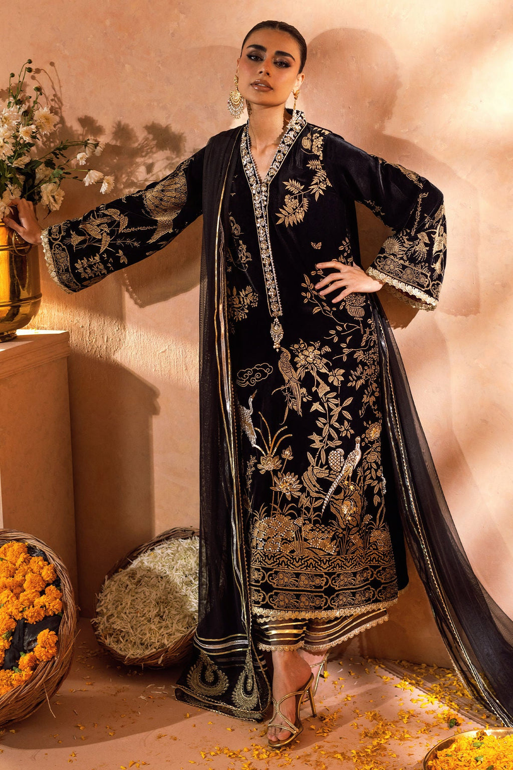 Annus Abrar | Mirha Winter Velour | Bareeza (Shirt, Pants and Dupatta)