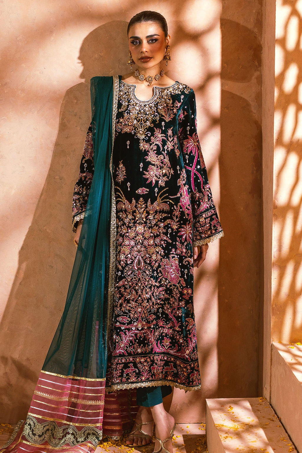 Annus Abrar | Mirha Winter Velour | Nerali (Shirt and Pants)