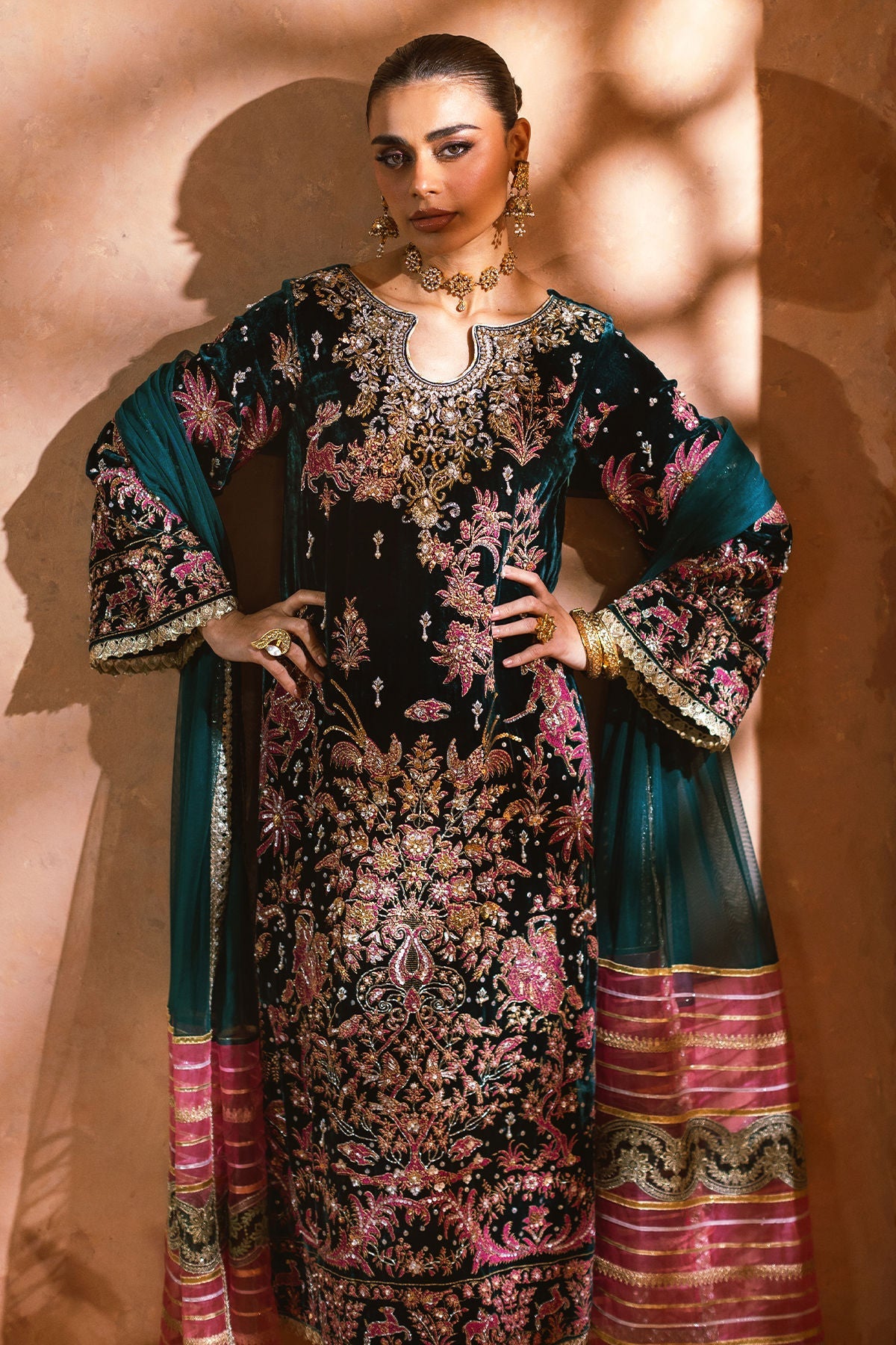 Annus Abrar | Mirha Winter Velour | Nerali (Shirt and Pants)