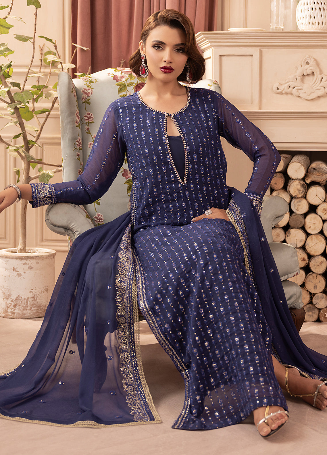 Sahane | Elyssa Festive Chiffon | CT-19002 Elle - ELYSSA - Riwayat-e-Khas