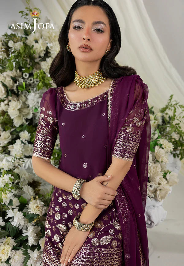Asim Jofa | EMBROIDERED CHIFFON 3 PCS | AJIZL-02