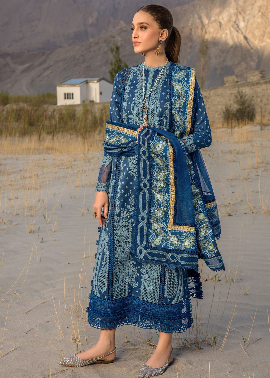 Crimson | Lawn 2024 | Dancing Paisleys - Cobalt