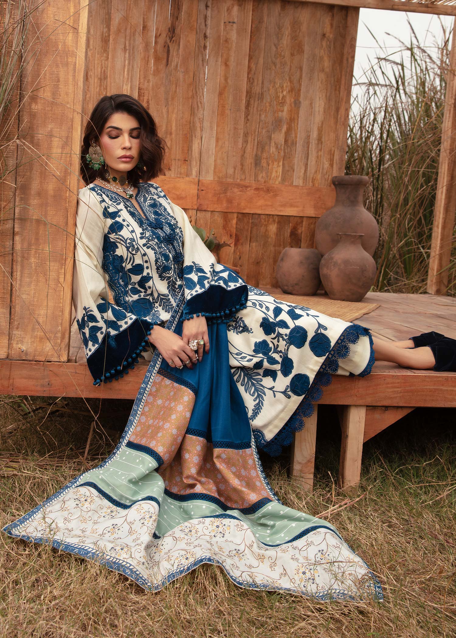 Saira Shakira | Raya Winter Stitched 23 | Pearl - House Of Anaya