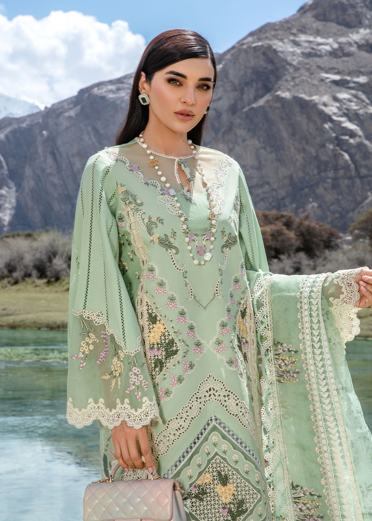 Crimson | Lawn 2024 | A French Brunch - Sage