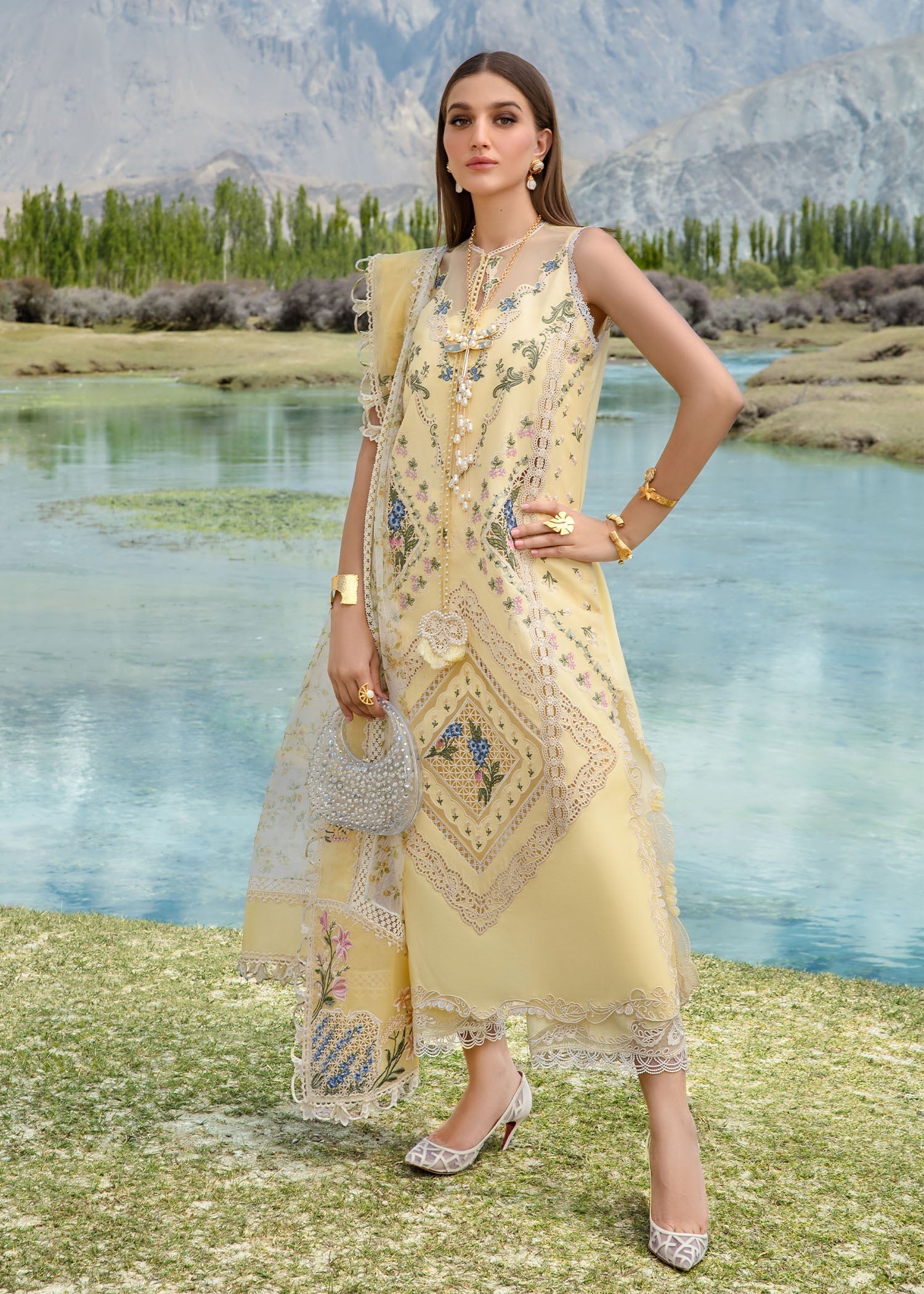 Crimson | Lawn 2024 | A French Brunch - Sunflower Yellow