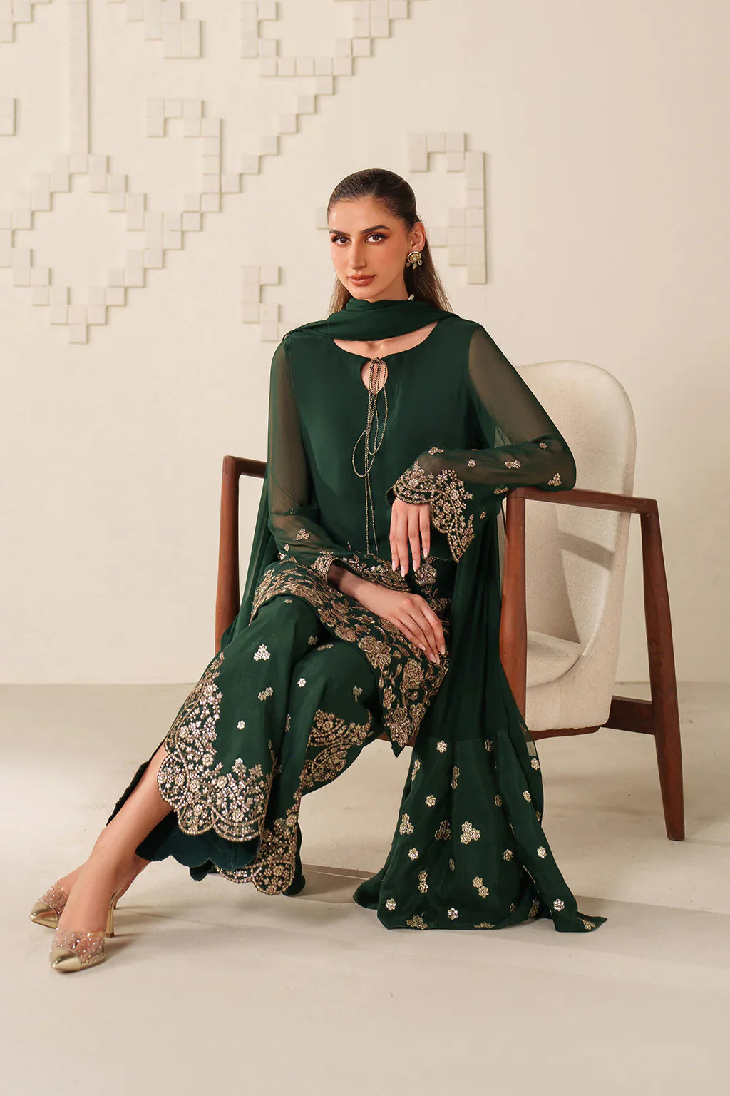 Iznik | Festive Formals | UE-619 Embroidered Chiffon