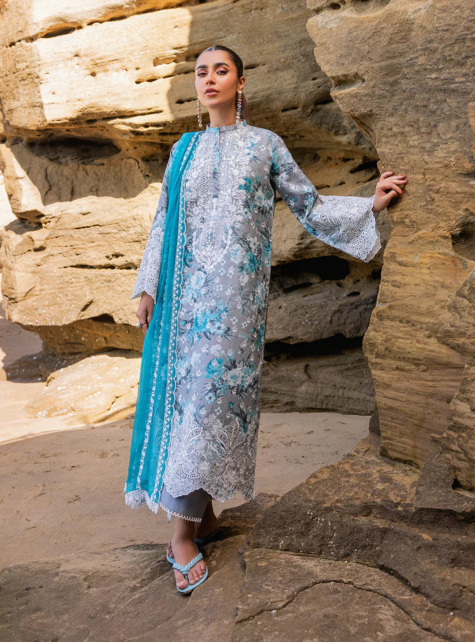 Zainab Chottani Embroidered Chikankari Lawn 3Pc Suit D-10B Lana