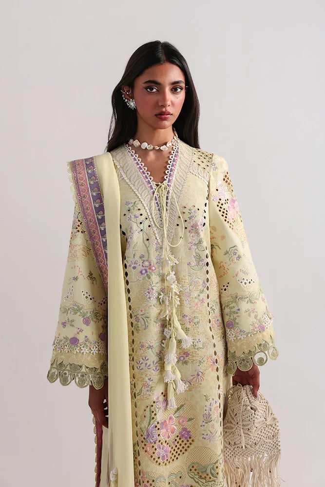 Suffuse Telya | Lemon Yellow Embroidered Lawn Eid Suit