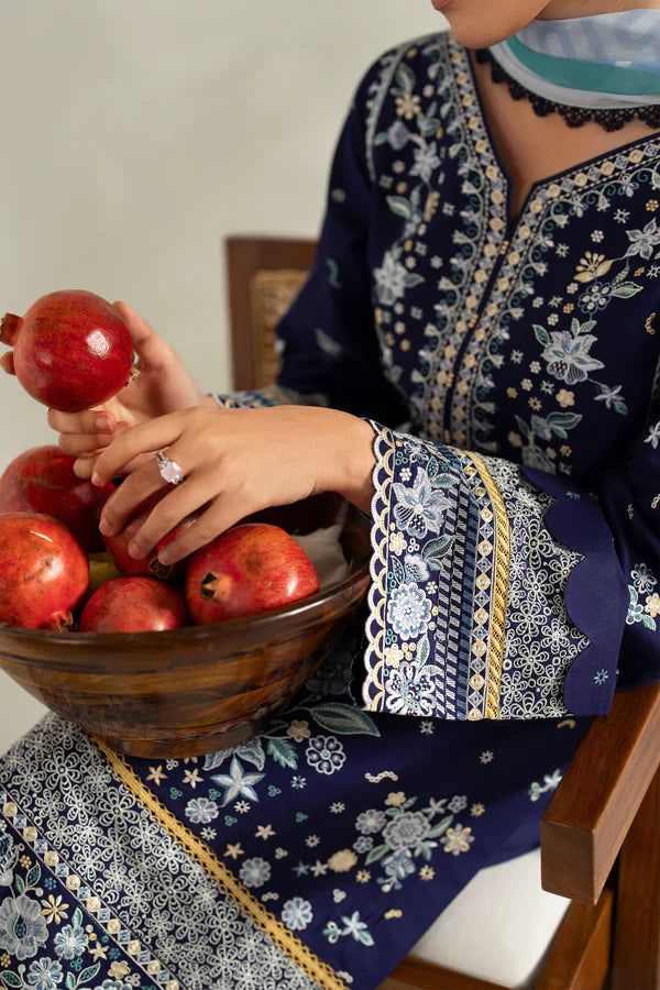 Farasha | Summer Weaves Embroidered lawn'26 | Blue Fusion