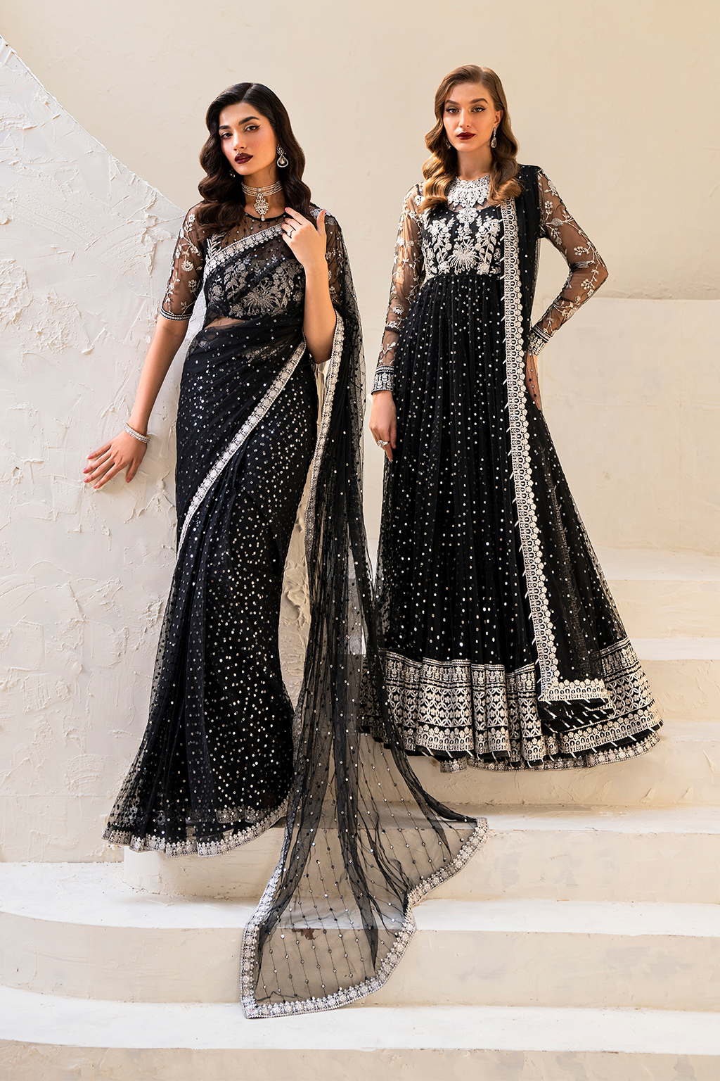 Iznik | Chinnon Chiffon | CC-50 Embroidered Net - House Of Anaya
