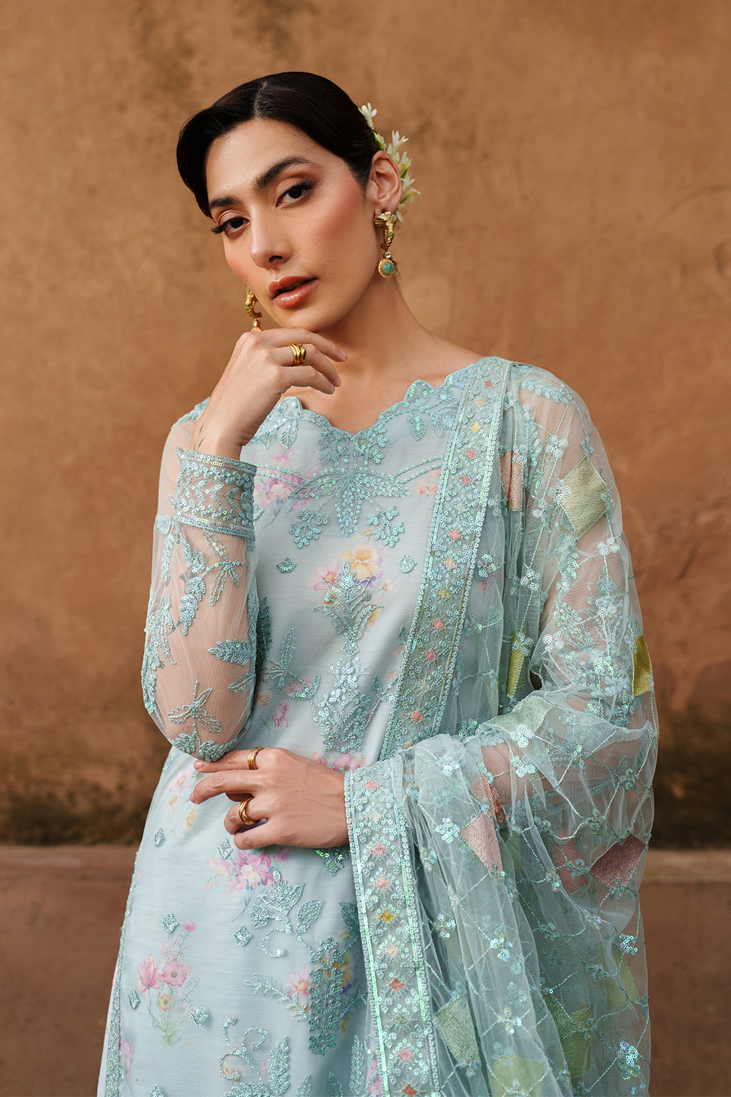 Iznik | Exclusive Formals | UE-535 Embroidered Net