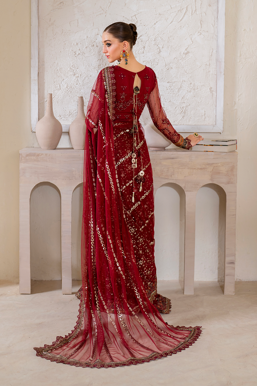 Iznik | Chinnon Chiffon | CC-49 Embroidered Net - House Of Anaya