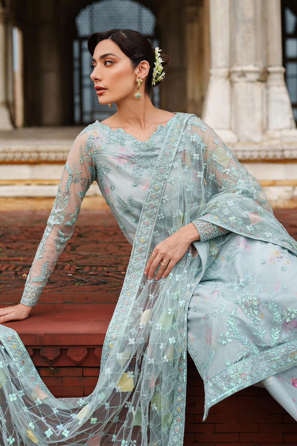 Iznik | Exclusive Formals | UE-535 Embroidered Net