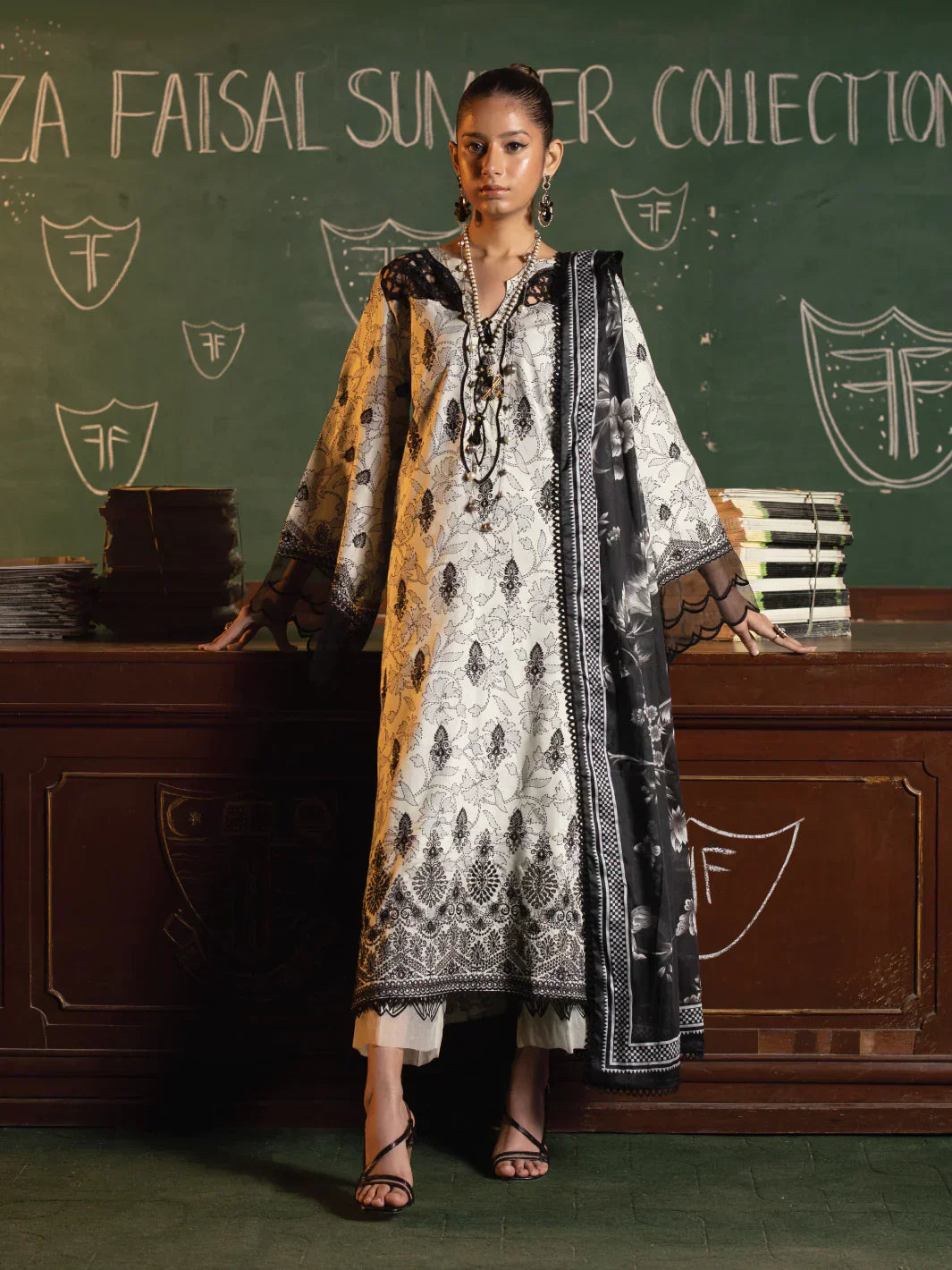 Faiza Faisal | Maya Luxury Lawn | Deniz - House Of Anaya