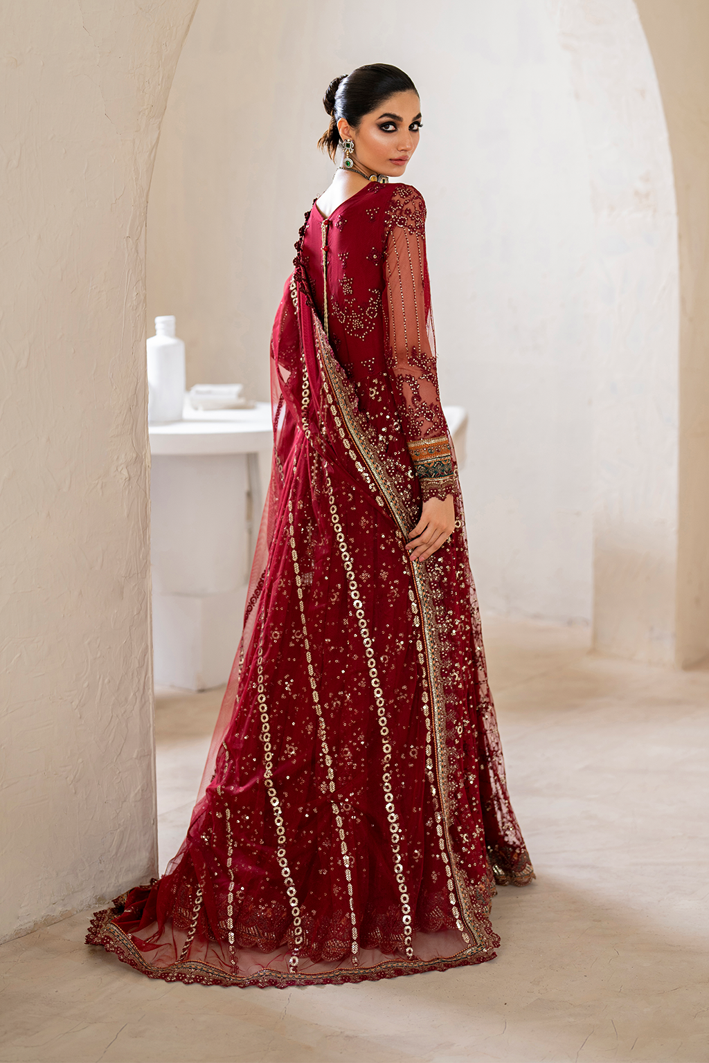 Iznik | Chinnon Chiffon | CC-49 Embroidered Net - House Of Anaya