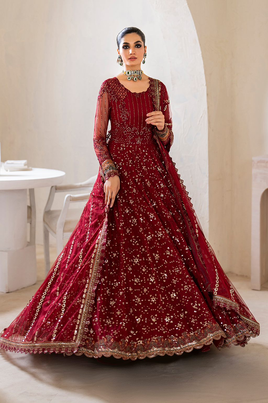 Iznik | Chinnon Chiffon | CC-49 Embroidered Net - House Of Anaya