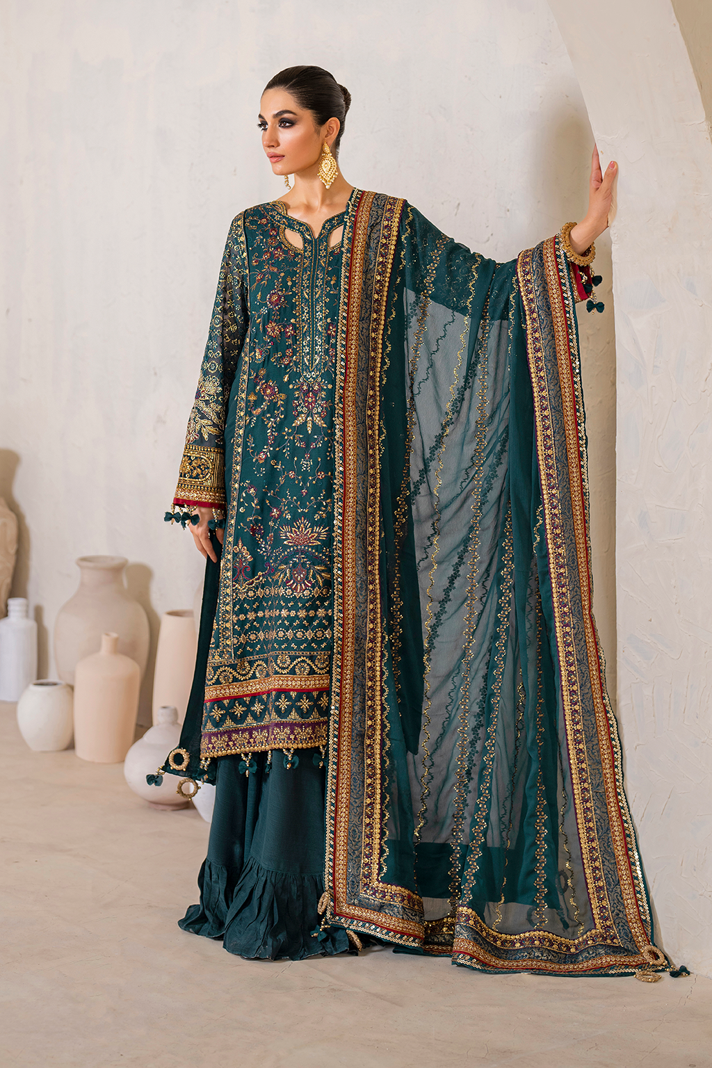 Iznik | Chinnon Chiffon | CC-46 Embroidered Chiffon - House Of Anaya
