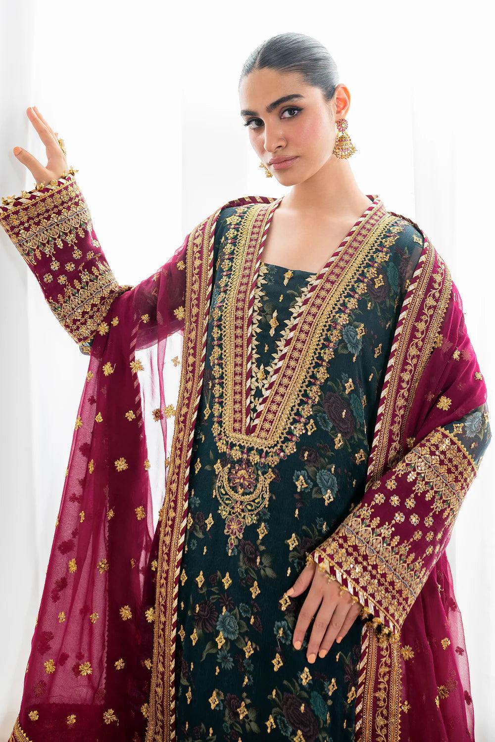 Baroque | Stitched New | EMBROIDERED CHIFFON UF-689 - House Of Anaya