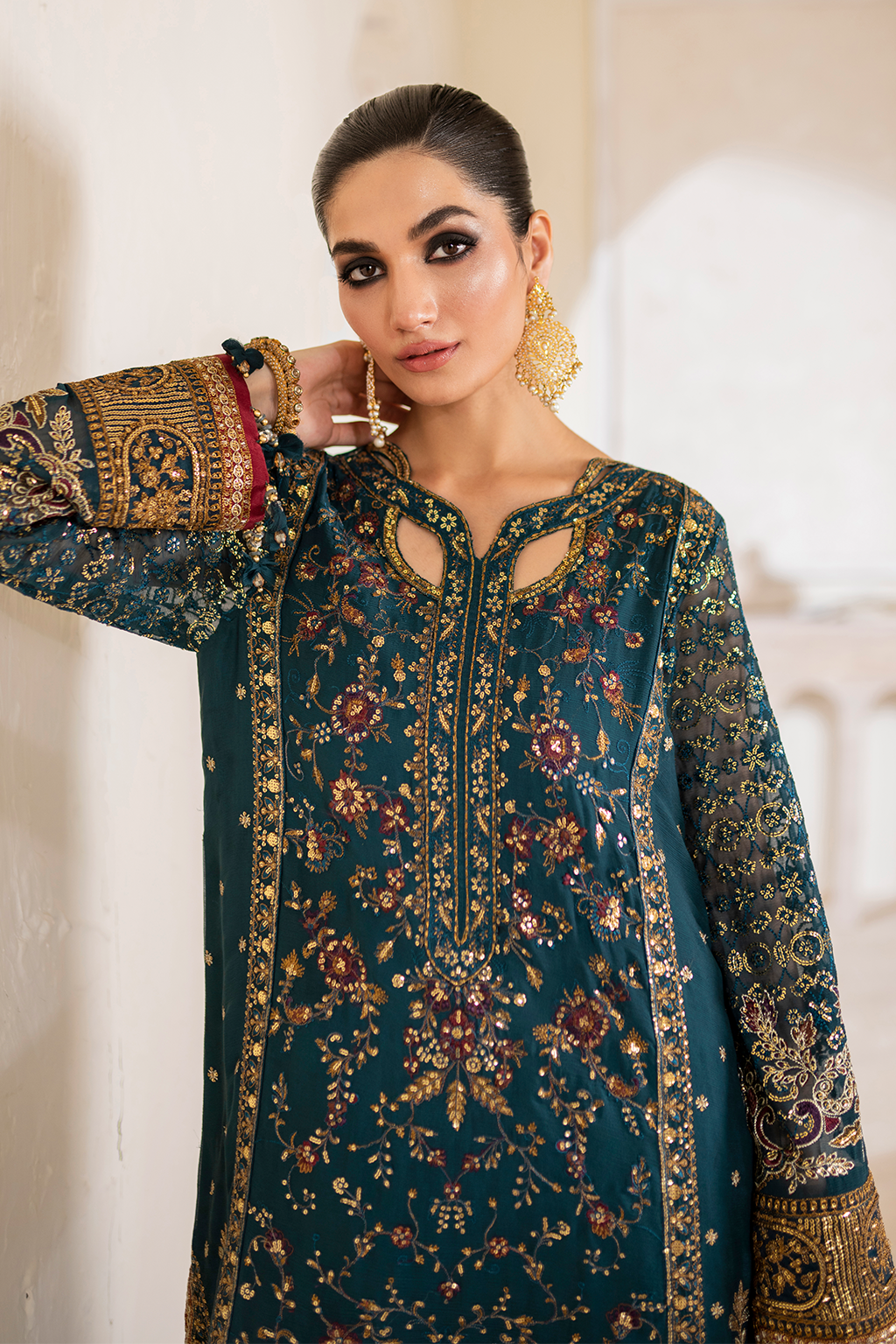 Iznik | Chinnon Chiffon | CC-46 Embroidered Chiffon - House Of Anaya