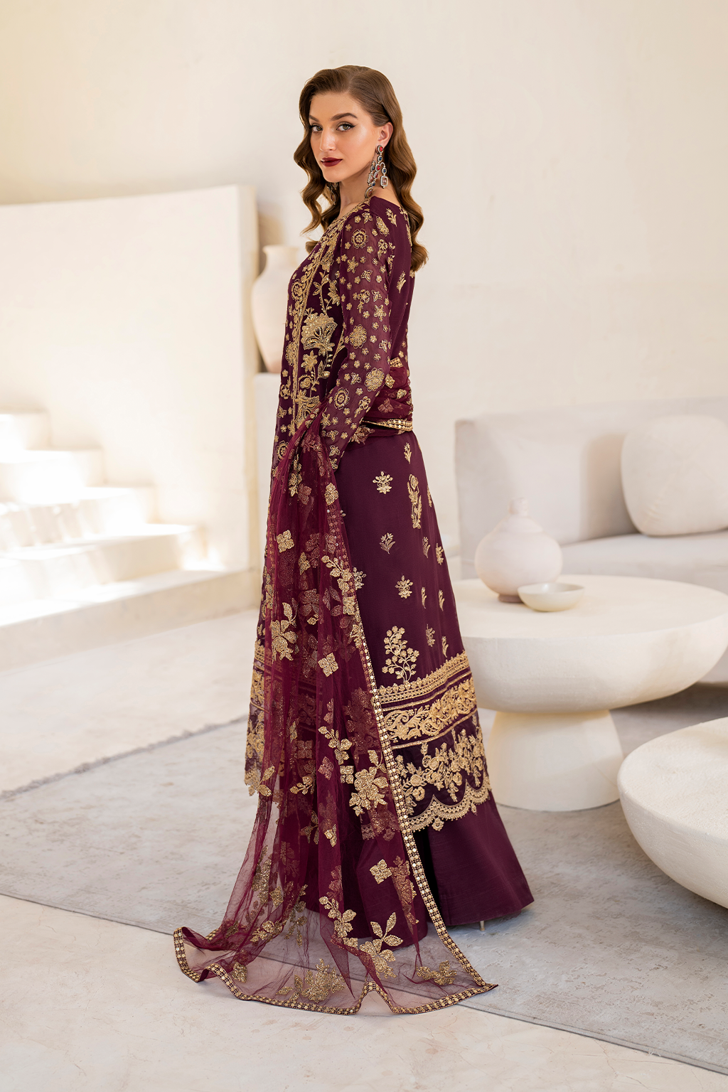 Iznik | Chinnon Chiffon | CC-42 Embroidered Chiffon - House Of Anaya
