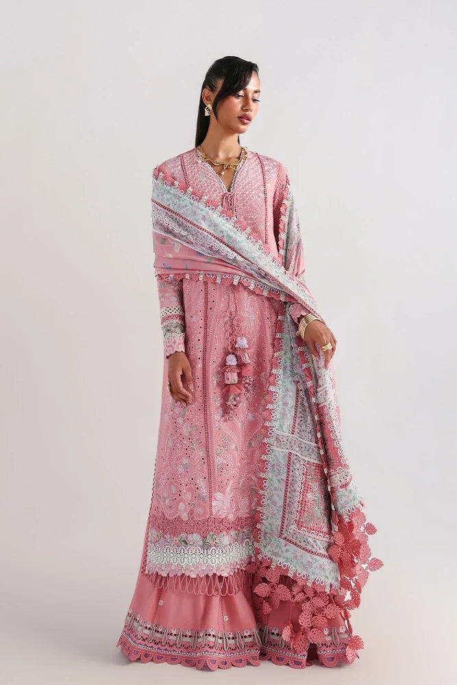 Suffuse Kesira | Pink Embroidered Lawn Eid Suit