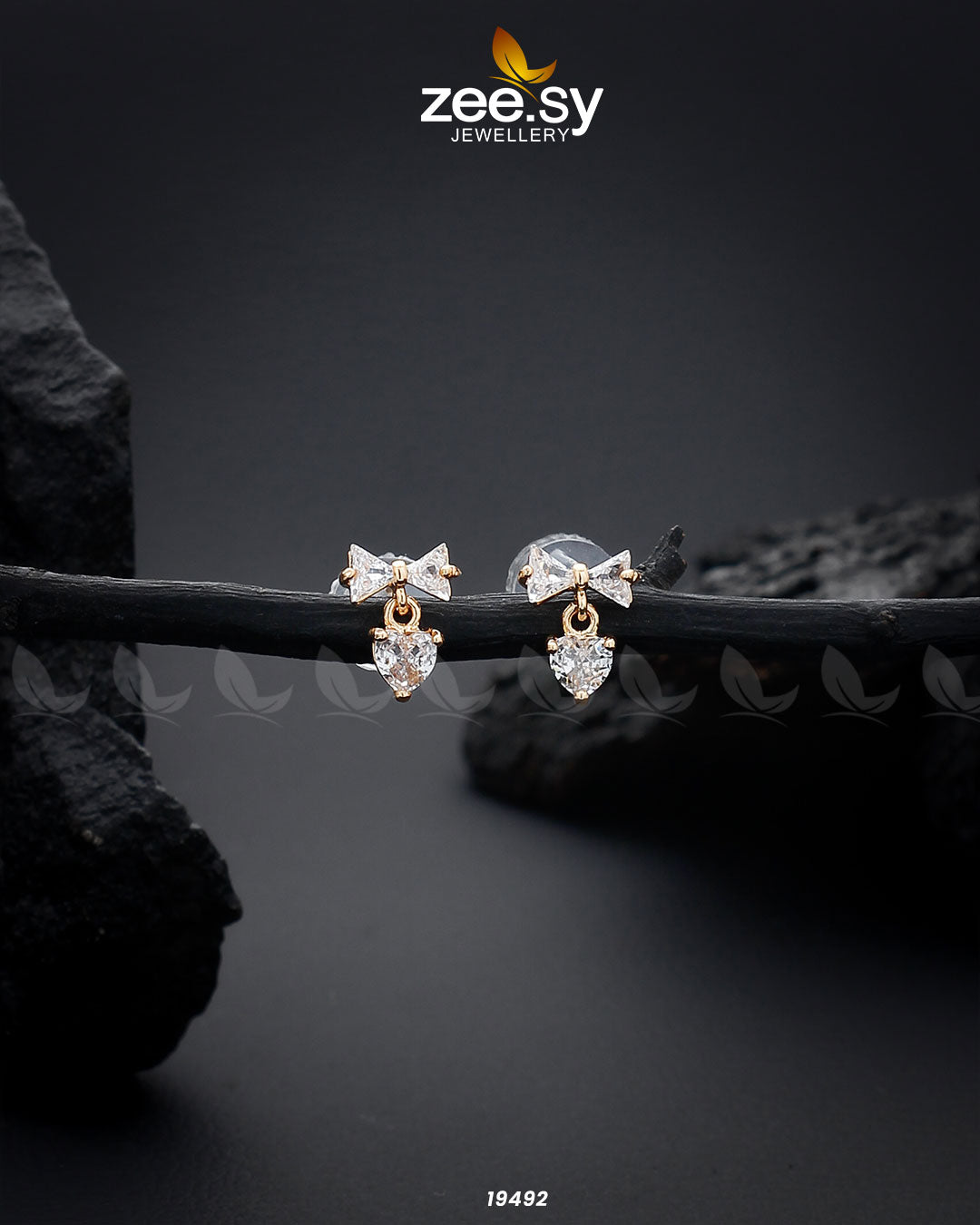 Crystal Bow Stud Earrings - Libasekhas
