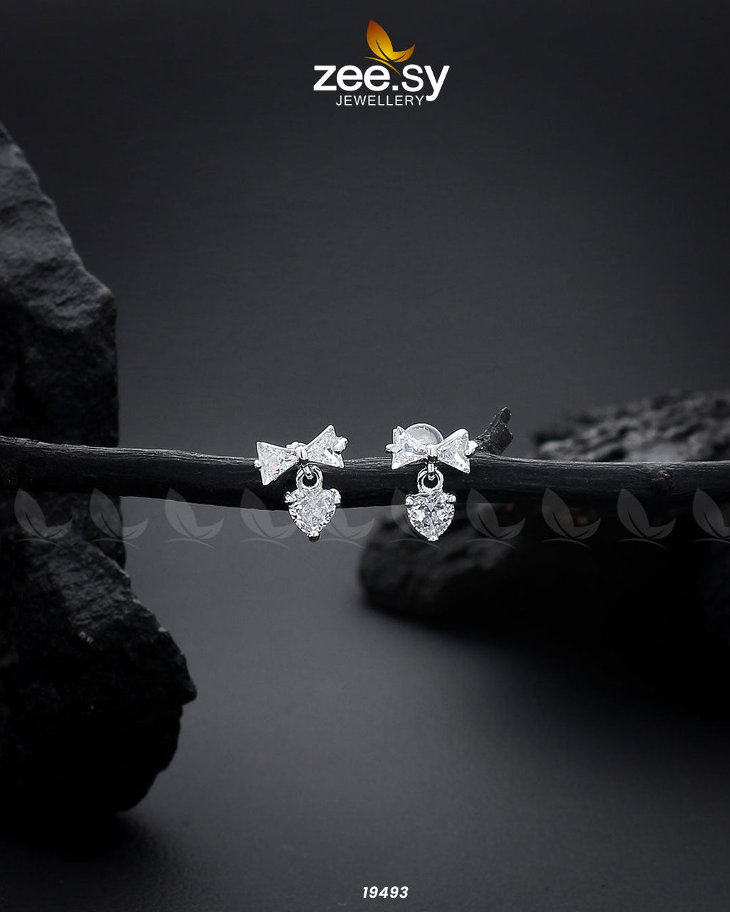 Crystal Bow Stud Earrings - Libasekhas