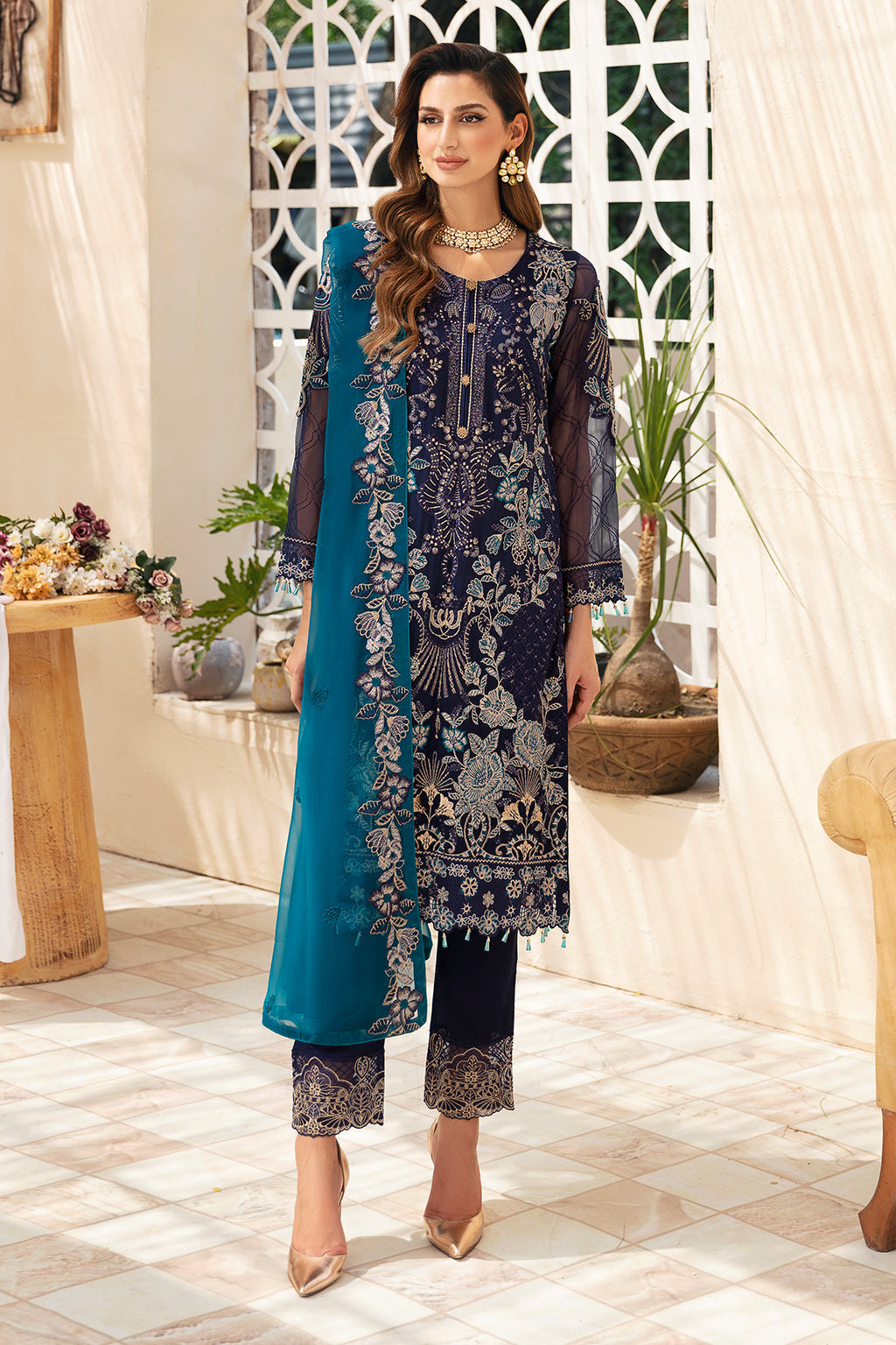 Ramsha | Chevron Chiffon Collection | A-903 - House Of Anaya
