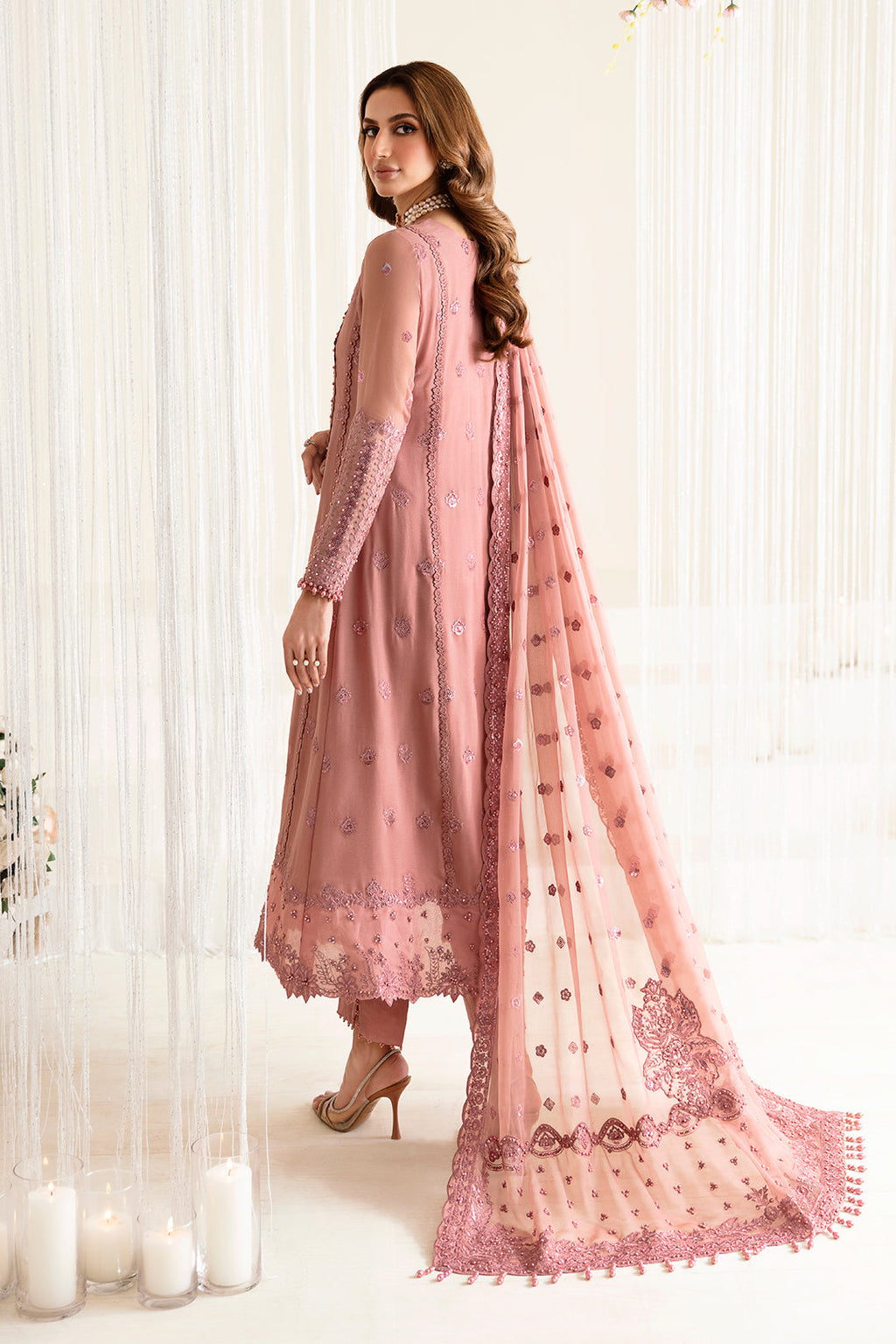 Alizeh Fashion Reena Handcrafted Chiffon 3Pc Suit AF-HM-4016-Crimson