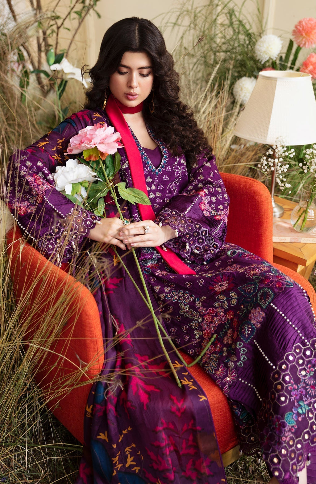 Zevk | Flora Festive Lawn | FUCHSIA