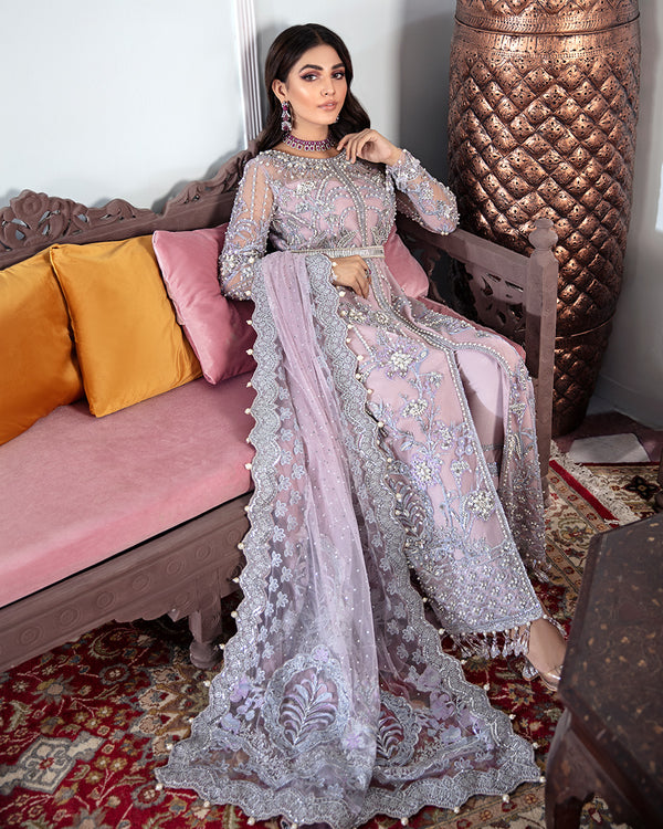 Gulaal | Wedding Formals | NAAZ EMBROIDERED NET 3-PIECE SUIT WS-09 - House Of Anaya