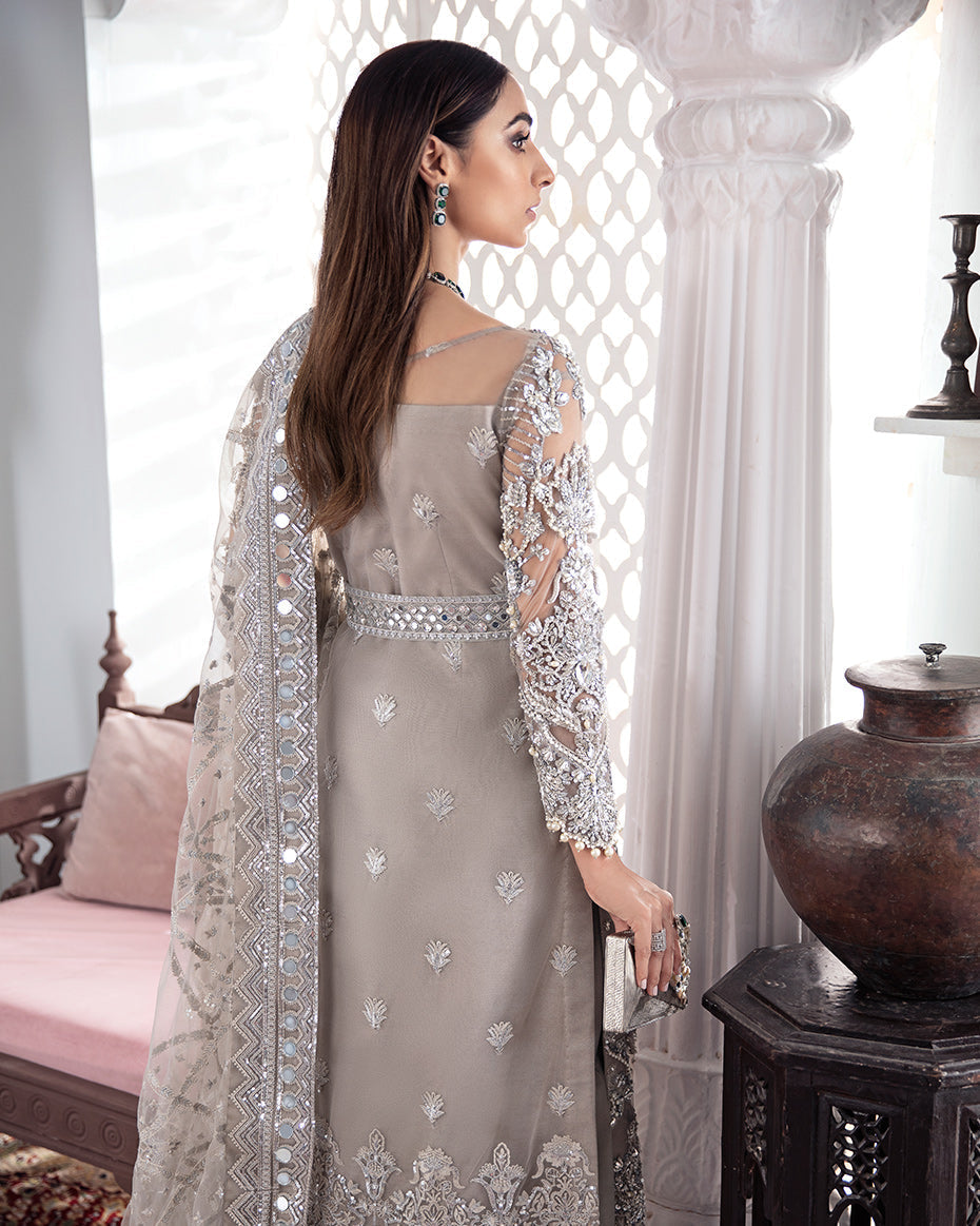 Gulaal | Wedding Formals | Gulnoor Embroidered Net 3-Piece Suit WS-18 - House Of Anaya