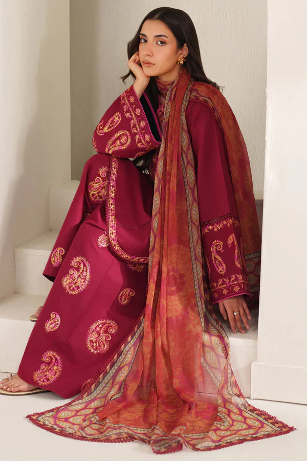 Farasha | Summer Weaves Embroidered lawn'26 | Coral Flare