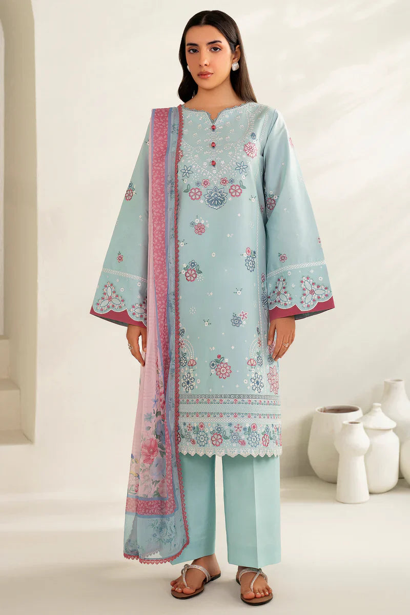 Farasha | Summer Weaves Embroidered lawn'26 | Blue Slate