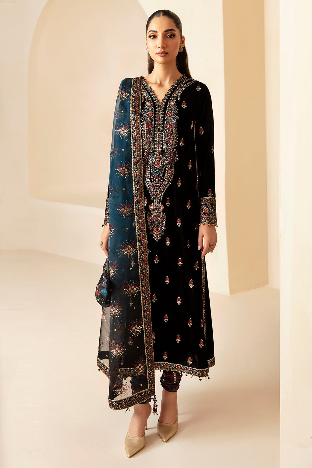 JAZMIN__Embroidered Velvet Formal VF-2028