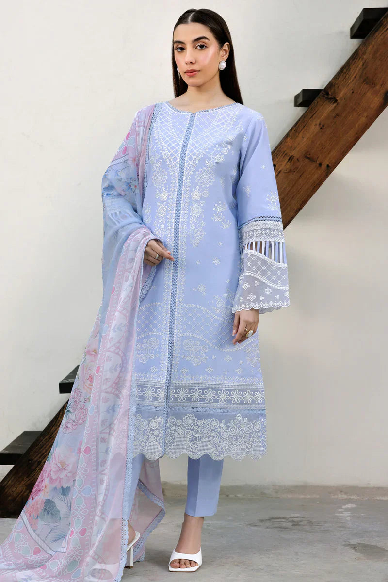 Farasha | Summer Weaves Embroidered lawn'26 | Serene Blue