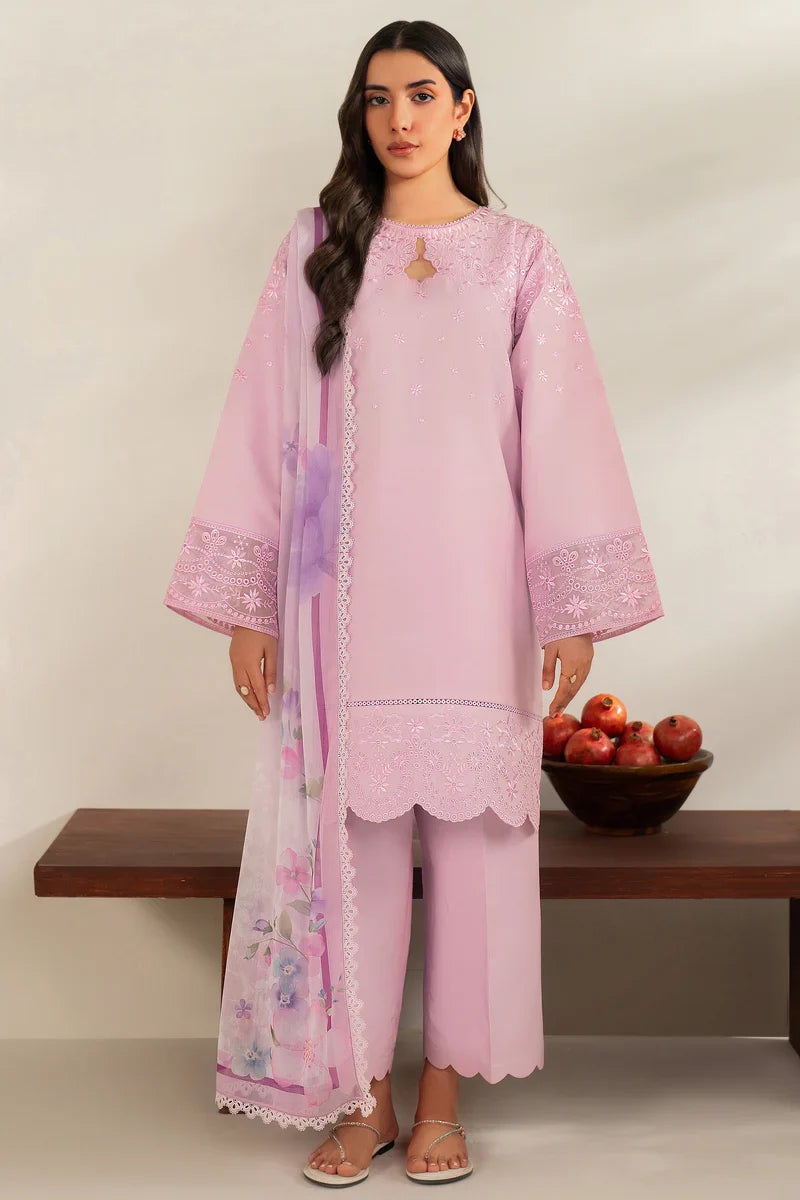 Farasha | Summer Weaves Embroidered lawn'26 | Cloud Pink